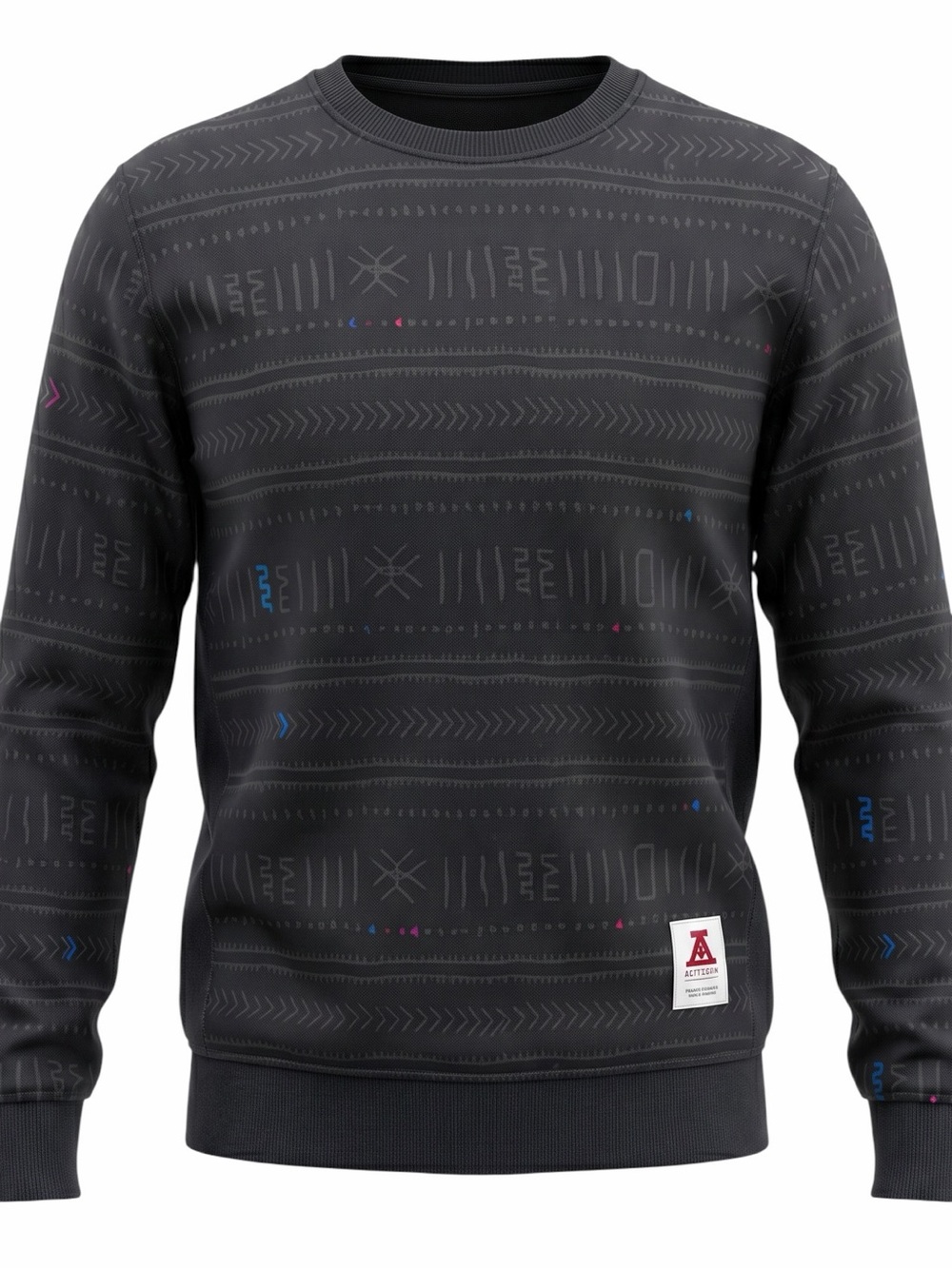 Asphalt Yacht Club Black Geometric Crewneck Sweater
